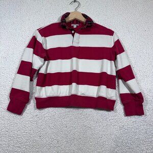 Crewcuts Kids Varsity Rugby Sweatshirt Top Boys Size M (8-9) Striped Red White